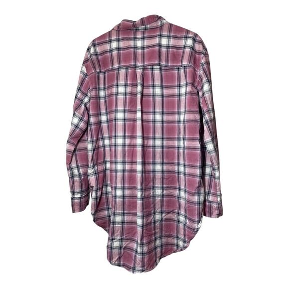 Caslon Pullover Blouse Top Plaid Long Sleeve Size XXL 2X Cotton Mauve Tunic - Picture 2 of 4